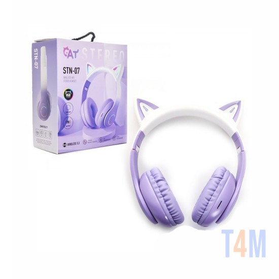 Moxom Wireless HiFi Cat Stereo Headphones STN-07 with LED light Purple